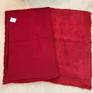 Pottery Barn, bnwt, Marigold Fringe Lumbar 20x30 pillow cover, cardinal red